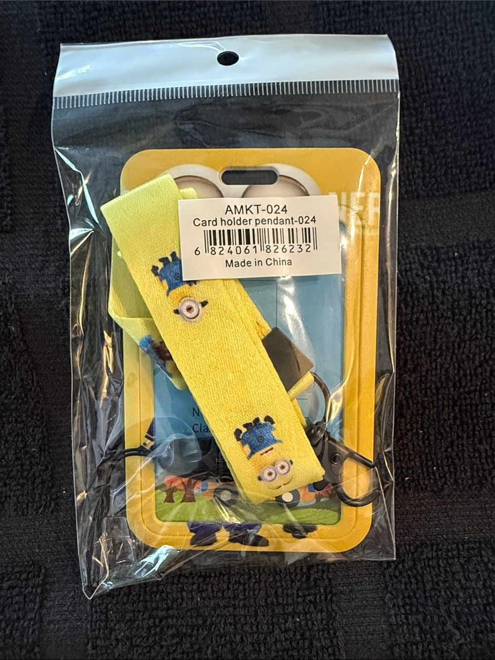 Yellow Kids Lanyard Card Holder with Cartoon Character